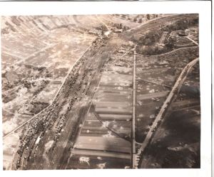  War-damaged Marshalling Yard (Railyard) near Koblenz-Lutzel, Germany Note all of the craters!  At the time, this was precision bombing. Photo credit: David C. Foster 